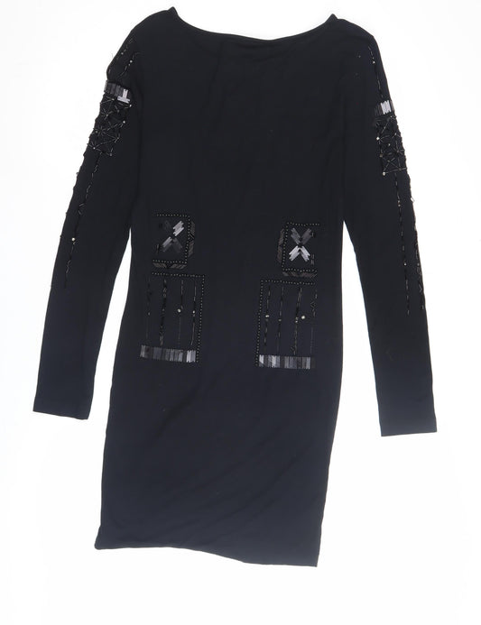 Religion Women's Black Midi Bodycon Dress Size 12