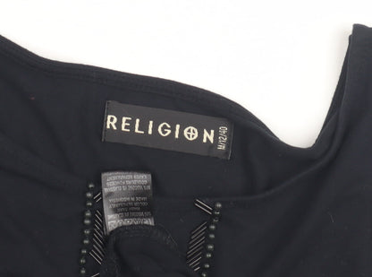 Religion Women's Black Midi Bodycon Dress Size 12