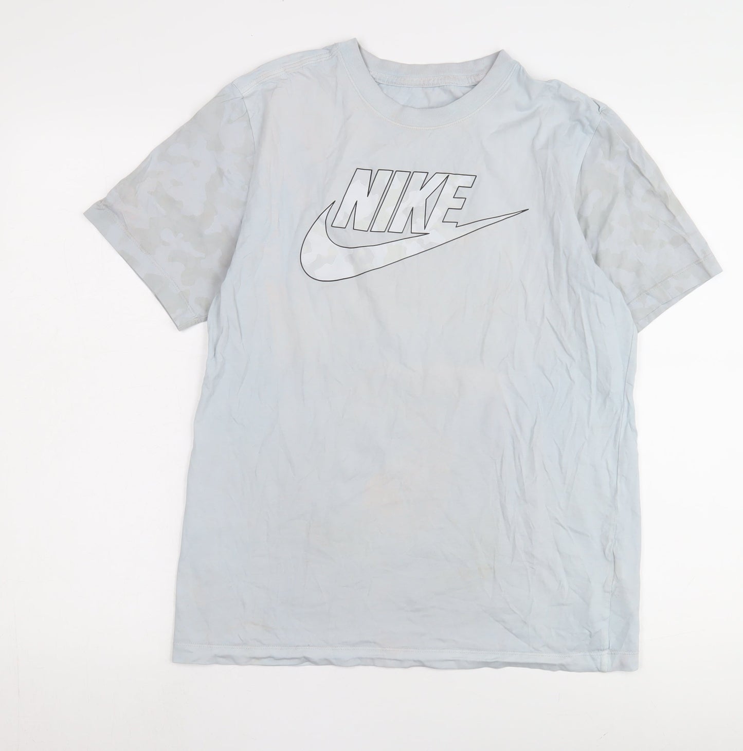 Nike Men's Blue M T-Shirt, Crew Neck, Cotton, Logo Accent