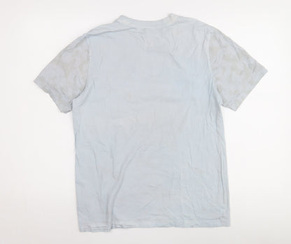 Nike Men's Blue M T-Shirt, Crew Neck, Cotton, Logo Accent