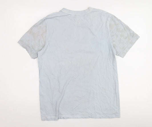 Nike Men's Blue M T-Shirt, Crew Neck, Cotton, Logo Accent