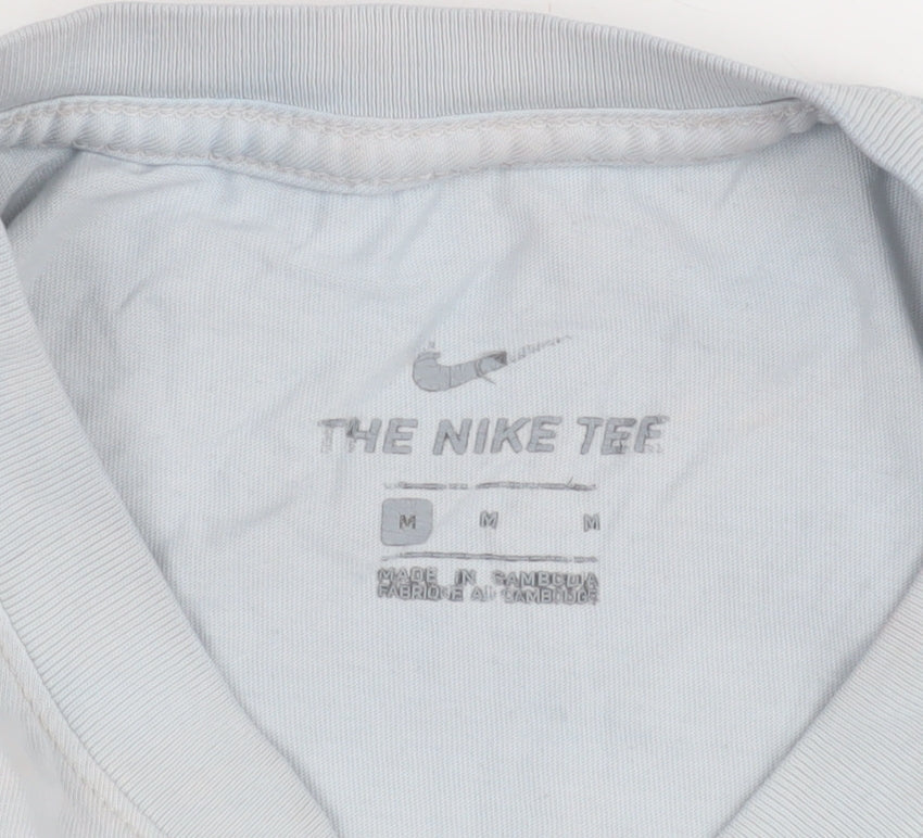 Nike Men's Blue M T-Shirt, Crew Neck, Cotton, Logo Accent