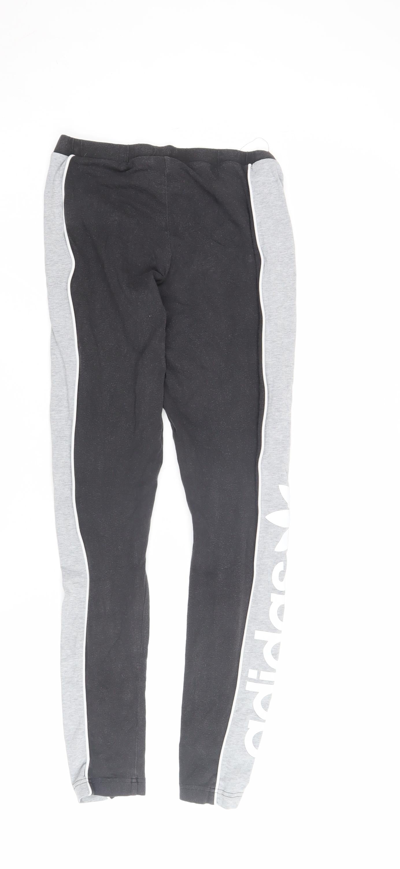 Adidas Women's Black/Grey Skinny Trousers - Size 10