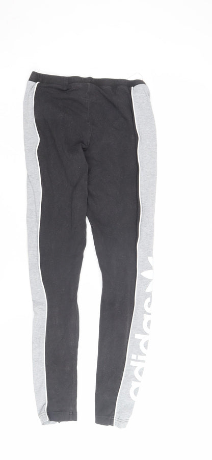 Adidas Women's Black/Grey Skinny Trousers - Size 10