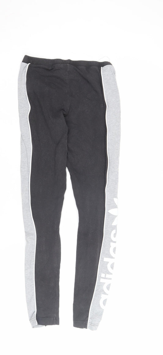 Adidas Women's Black/Grey Skinny Trousers - Size 10