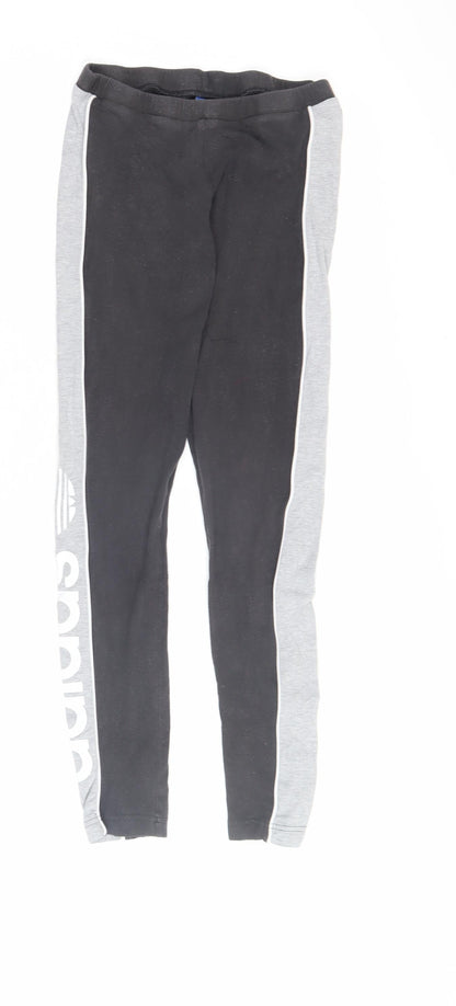 Adidas Women's Black/Grey Skinny Trousers - Size 10