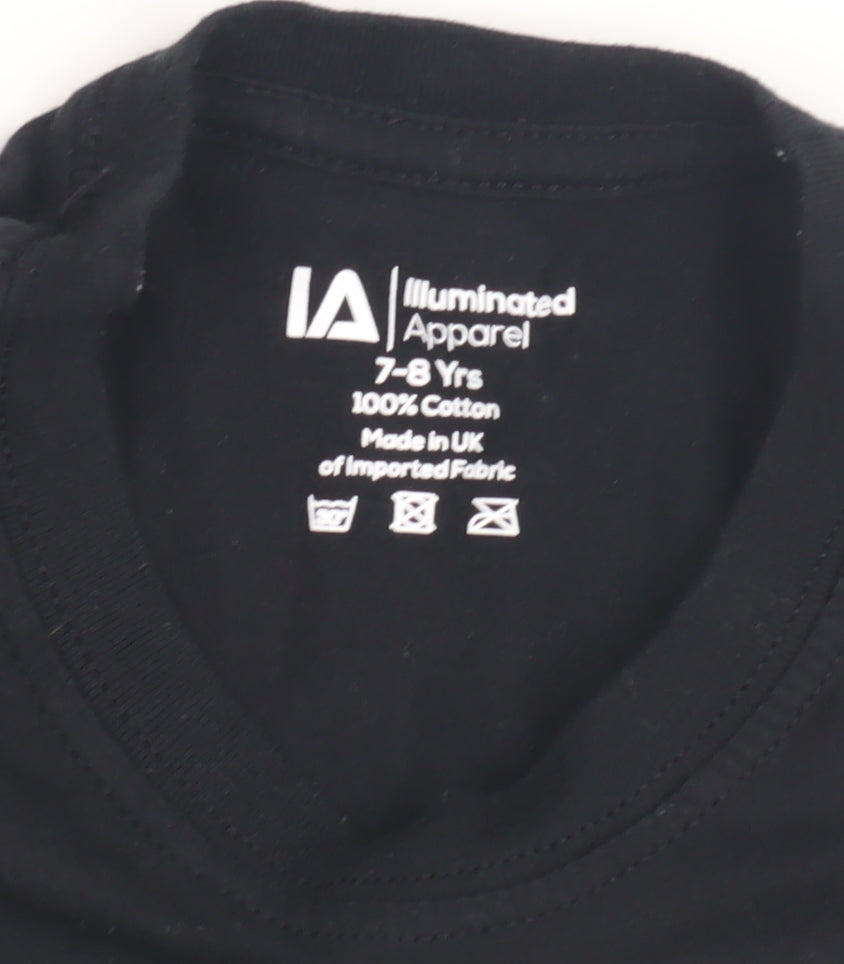 Illuminated Apparel Boys Black T-Shirt 7-8 Years with Logo