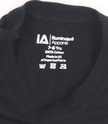 Illuminated Apparel Boys Black T-Shirt 7-8 Years with Logo