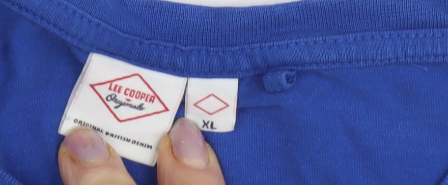 Lee Cooper Men's Blue XL Long Sleeve Cotton T-Shirt