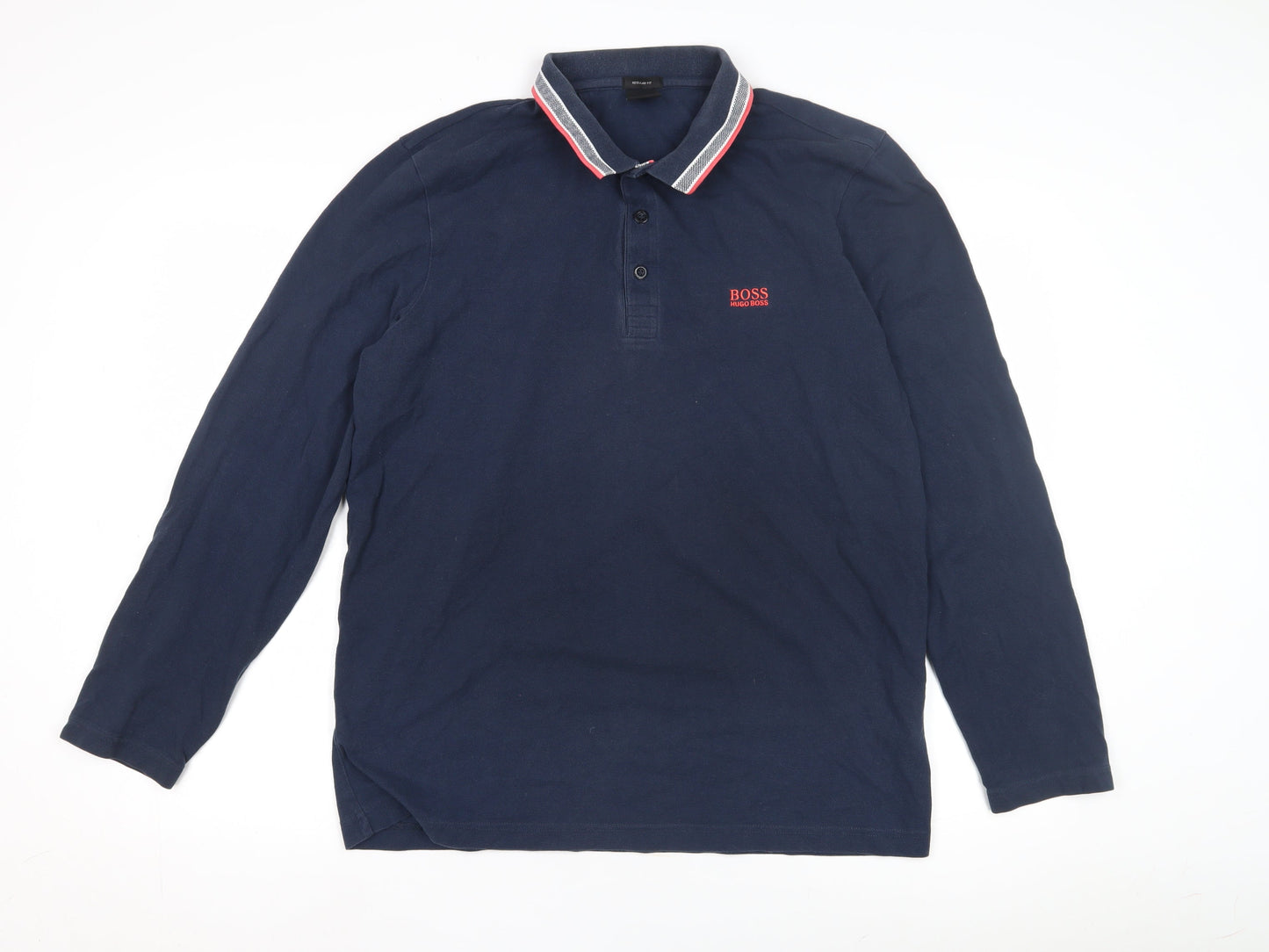 Hugo Boss Men's Blue XL Long Sleeve Polo Shirt