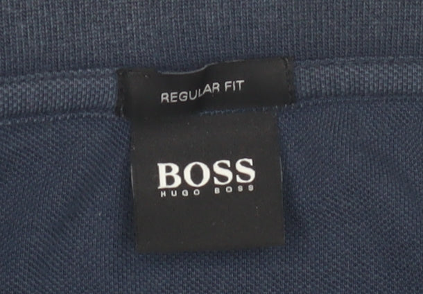 Hugo Boss Men's Blue XL Long Sleeve Polo Shirt