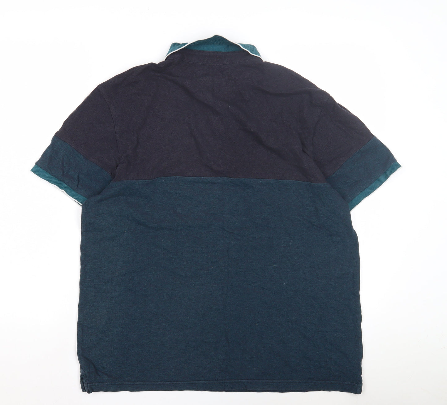 Red Herring Men's Blue Colourblock Polo, Large