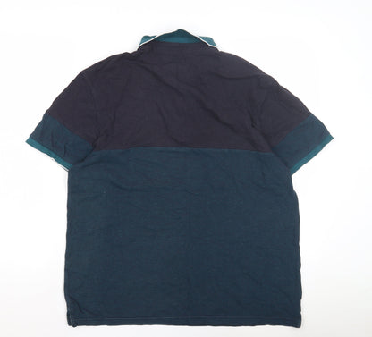 Red Herring Men's Blue Colourblock Polo, Large