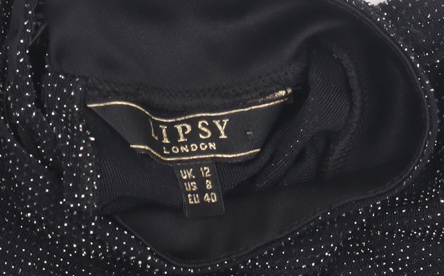 Womens UK Size 12 Lipsy London Black Basic Blouse