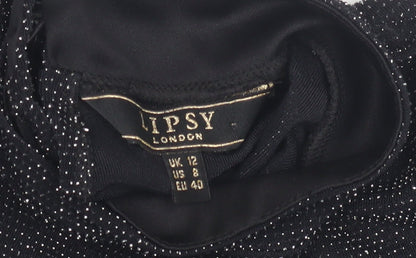 Womens UK Size 12 Lipsy London Black Basic Blouse