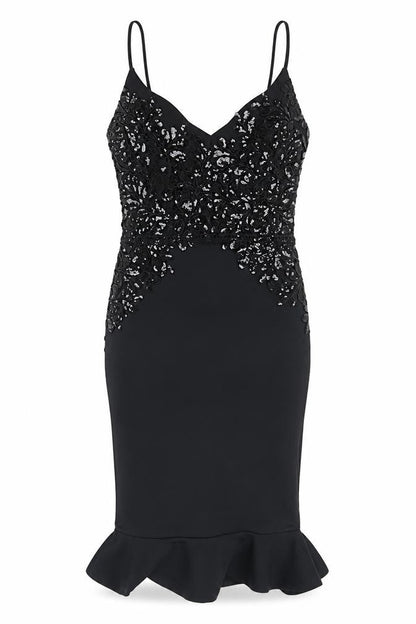 Lipsy Women's Black Bodycon Midi Dress UK 10