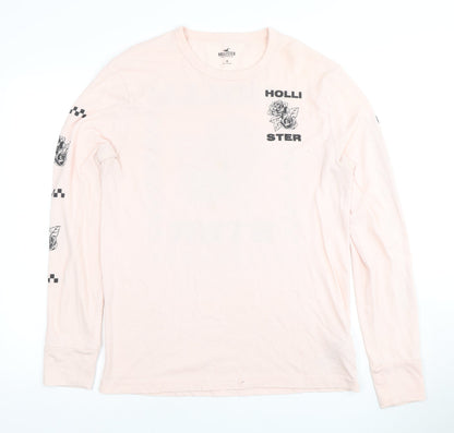 Unisex Adults UK Size M Hollister Pink Jersey T-Shirt