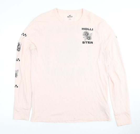 Unisex Adults UK Size M Hollister Pink Jersey T-Shirt