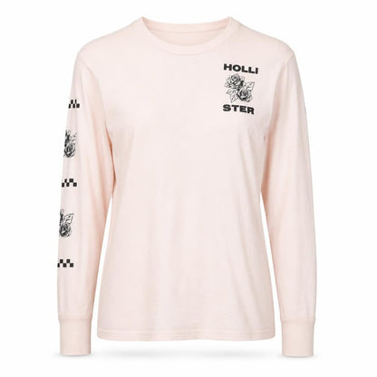 Front view of Hollister Pink Long Sleeve Jersey T-Shirt M