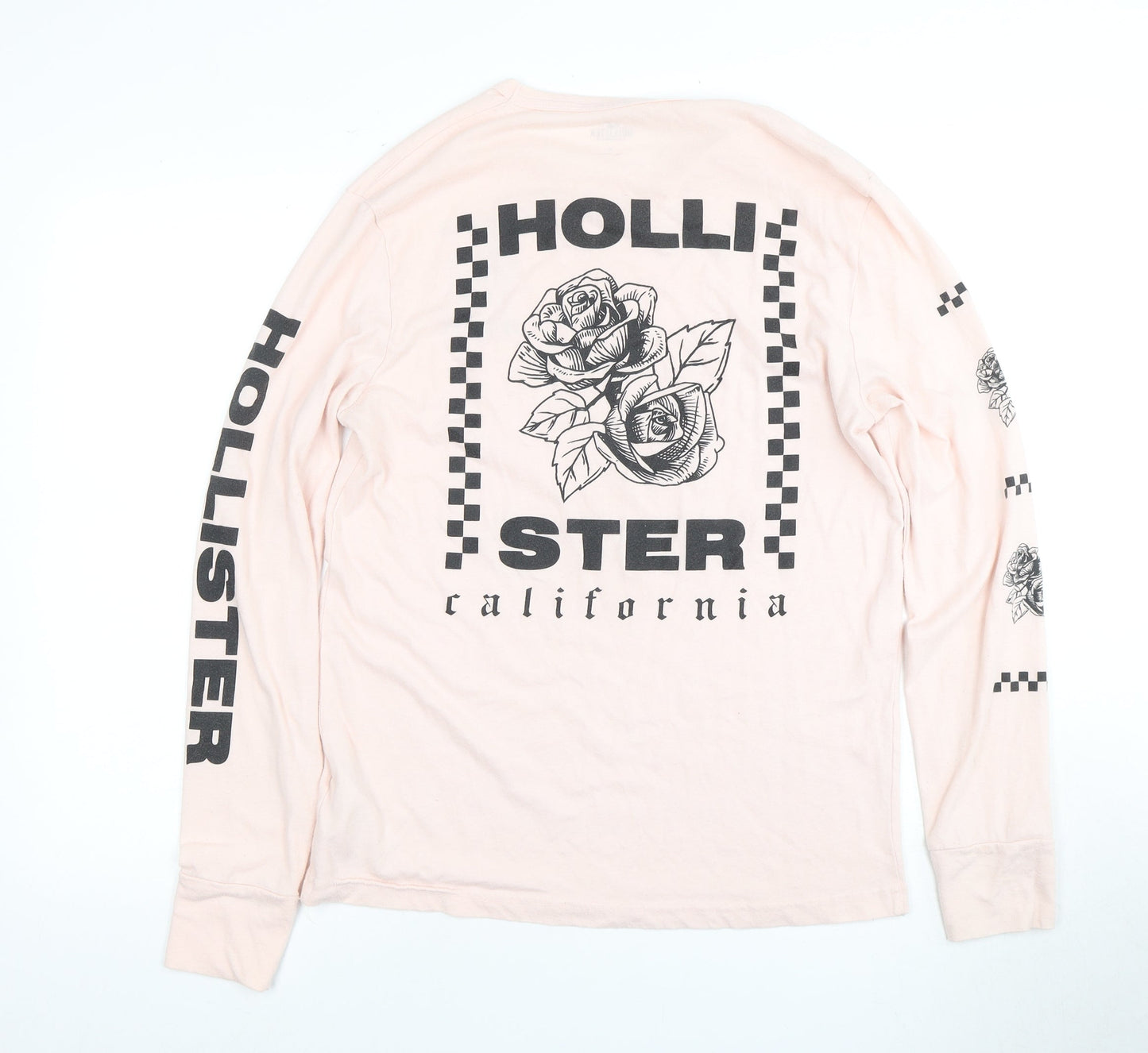 Unisex Adults UK Size M Hollister Pink Jersey T-Shirt