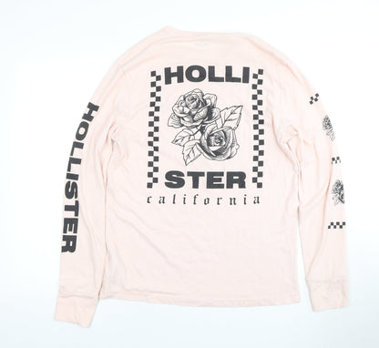 Unisex Adults UK Size M Hollister Pink Jersey T-Shirt
