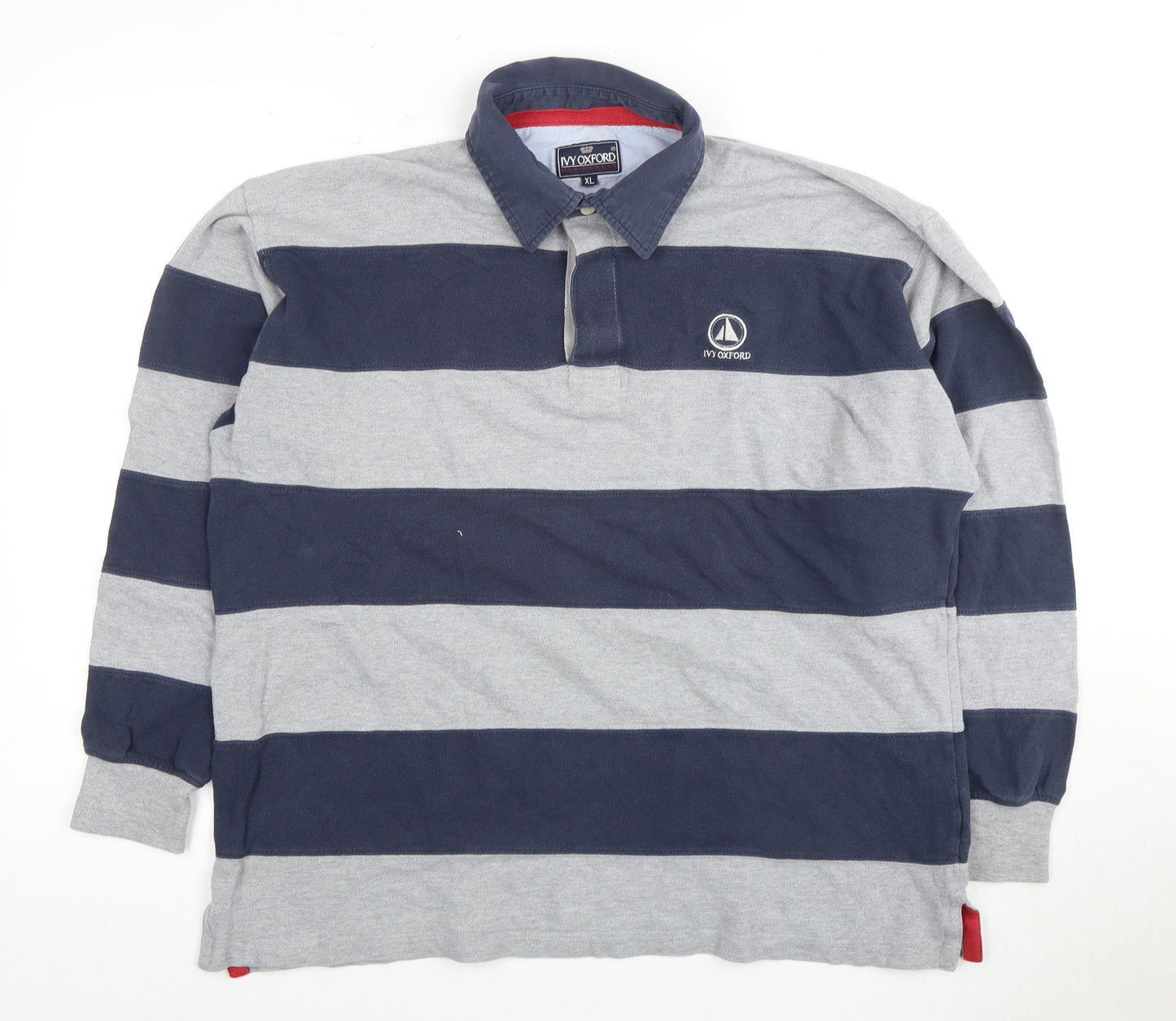 Ivy Oxford Men's Blue & Grey Striped XL Polo