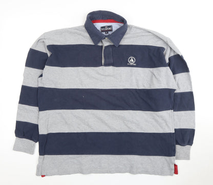 Ivy Oxford Men's Blue & Grey Striped XL Polo