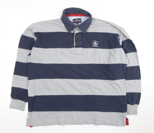 Ivy Oxford Men's Blue & Grey Striped XL Polo