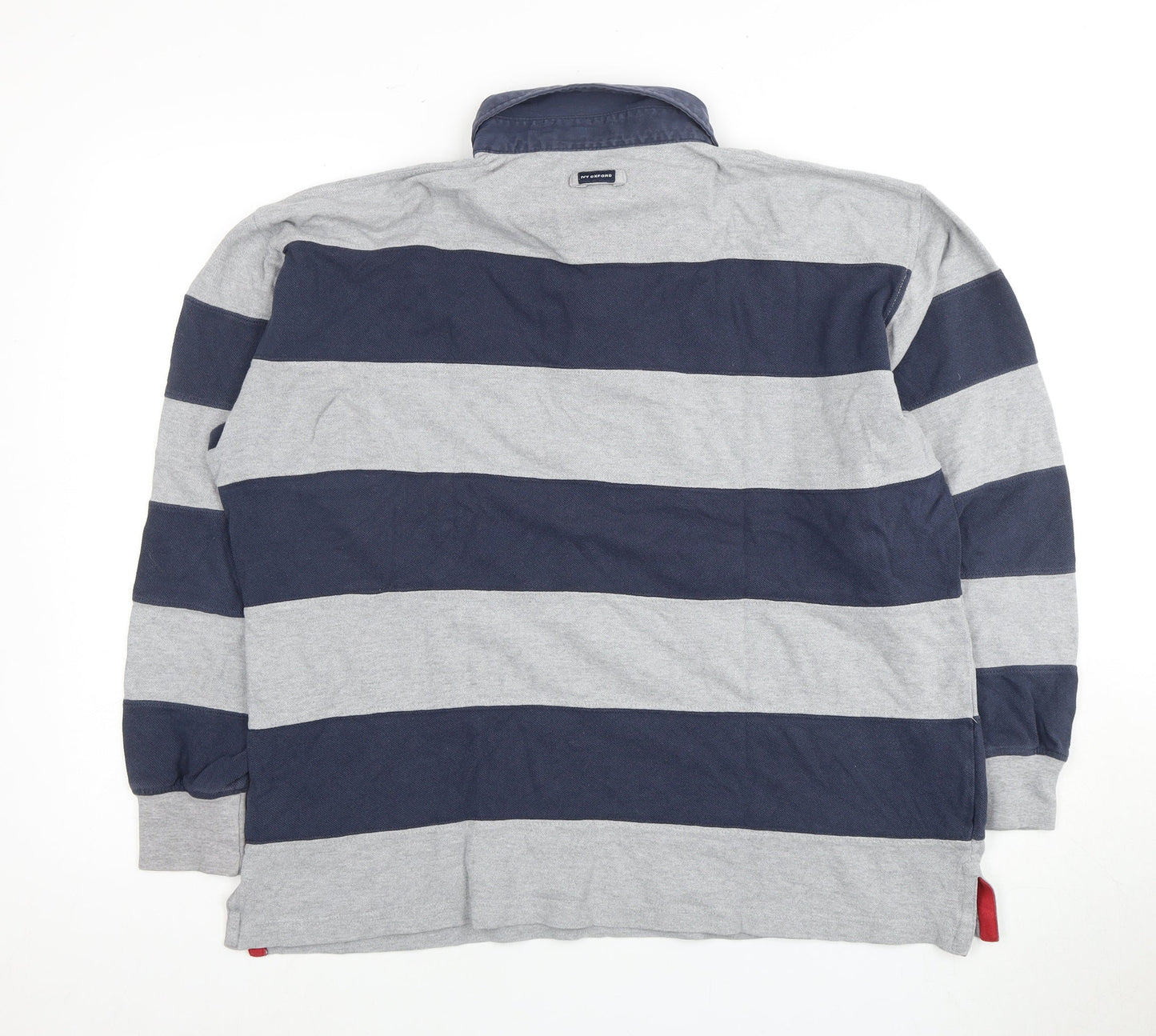 Ivy Oxford Men's Blue & Grey Striped XL Polo