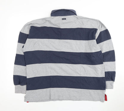 Ivy Oxford Men's Blue & Grey Striped XL Polo