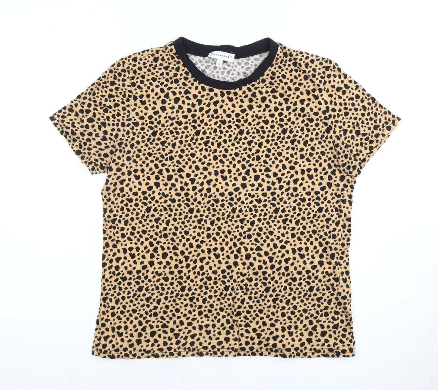 Womens UK Size UK 12 Warehouse Beige Basic T-Shirt