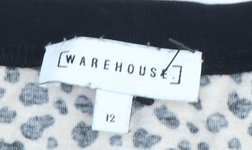 Womens UK Size UK 12 Warehouse Beige Basic T-Shirt