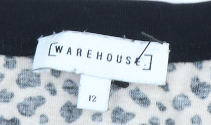 Womens UK Size UK 12 Warehouse Beige Basic T-Shirt