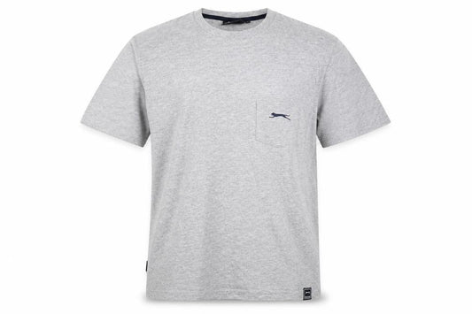 Front view of Slazenger unisex grey crew neck t-shirt m