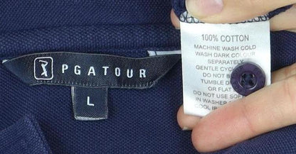 PGA TOUR Men's Blue Polo Shirt Size L with Logo