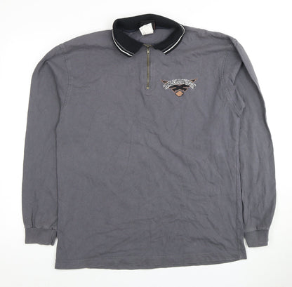 Harley-Davidson Men's Grey Long Sleeve Polo L