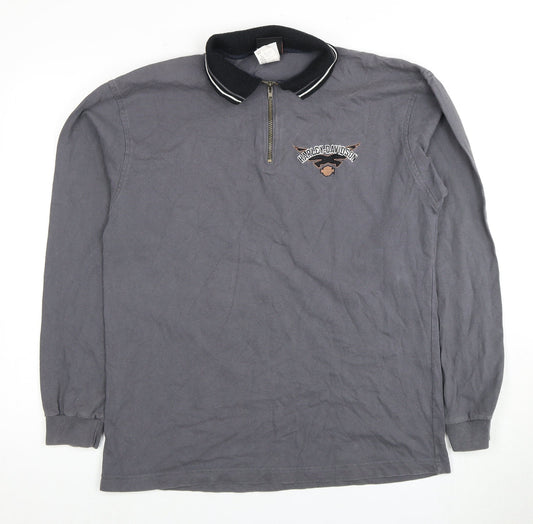 Harley-Davidson Men's Grey Long Sleeve Polo L