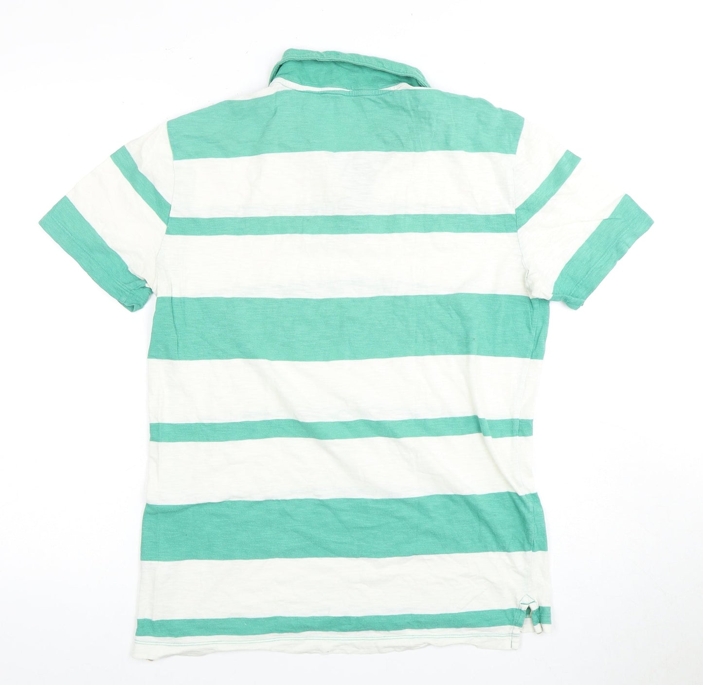 Gap Men's Green Striped Polo Shirt Size S