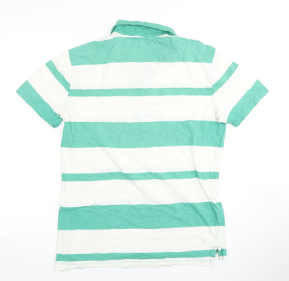 Gap Men's Green Striped Polo Shirt Size S
