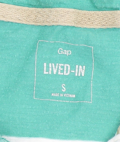 Gap Men's Green Striped Polo Shirt Size S