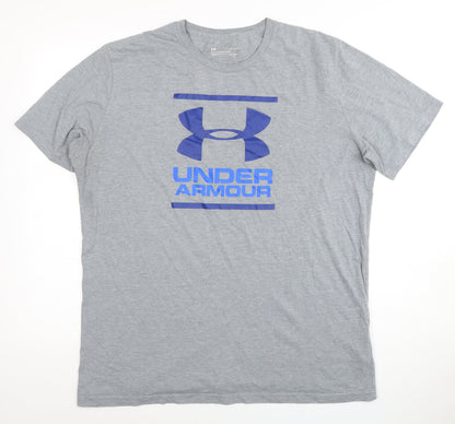 Under Armour Men's Grey Loose Fit T-Shirt, Size L, Graphic Logo