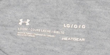 Under Armour Men's Grey Loose Fit T-Shirt, Size L, Graphic Logo