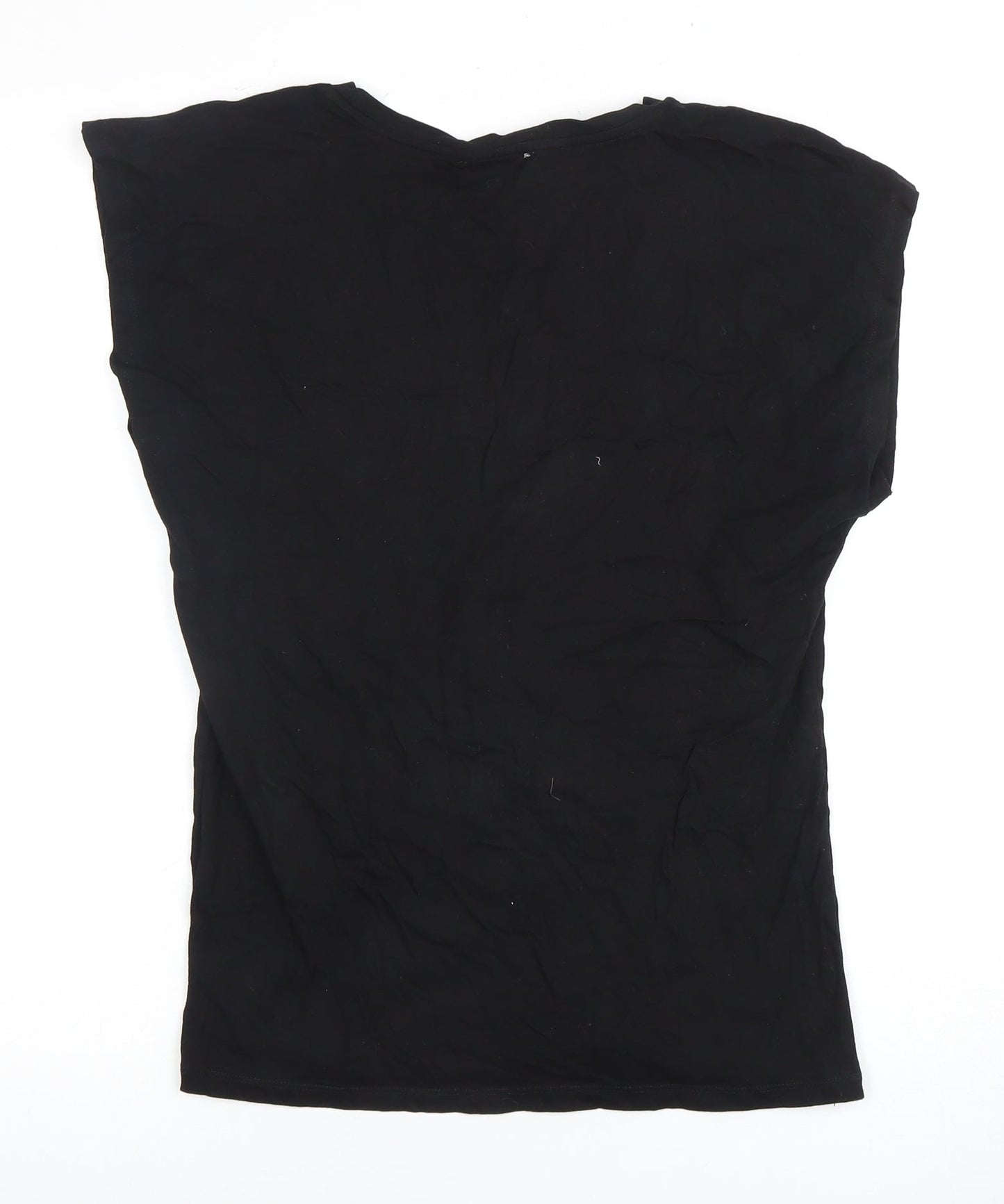 Ruka Women's Black Cotton Rock Graphic T-Shirt - Size S