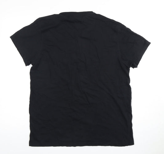 Pierre Cardin Men's Black Cotton T-Shirt L Solid Logo