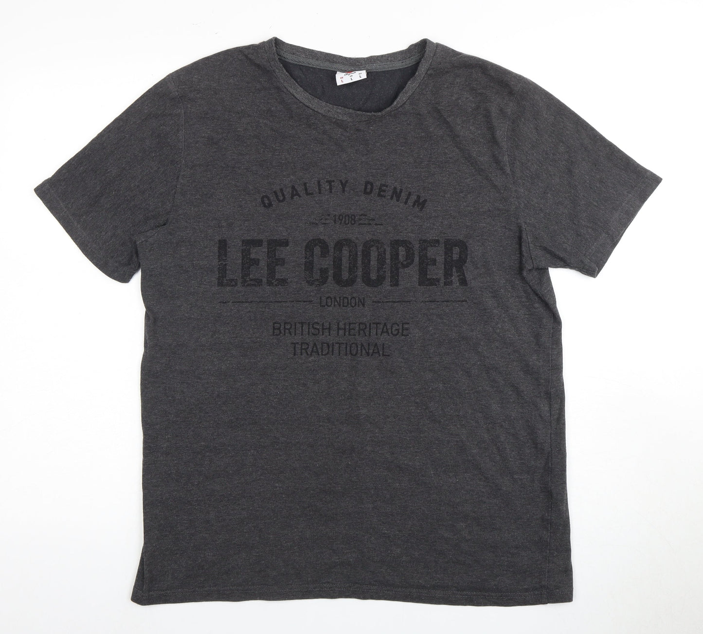 Lee Cooper Men's Grey Graphic Print T-Shirt L