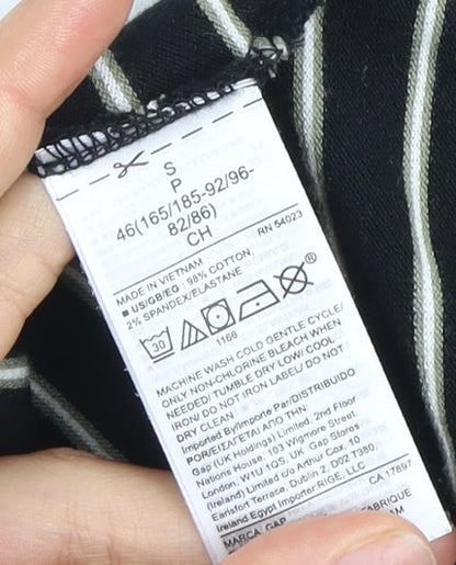 GAP Men's Black Striped Long Sleeve Polo Shirt