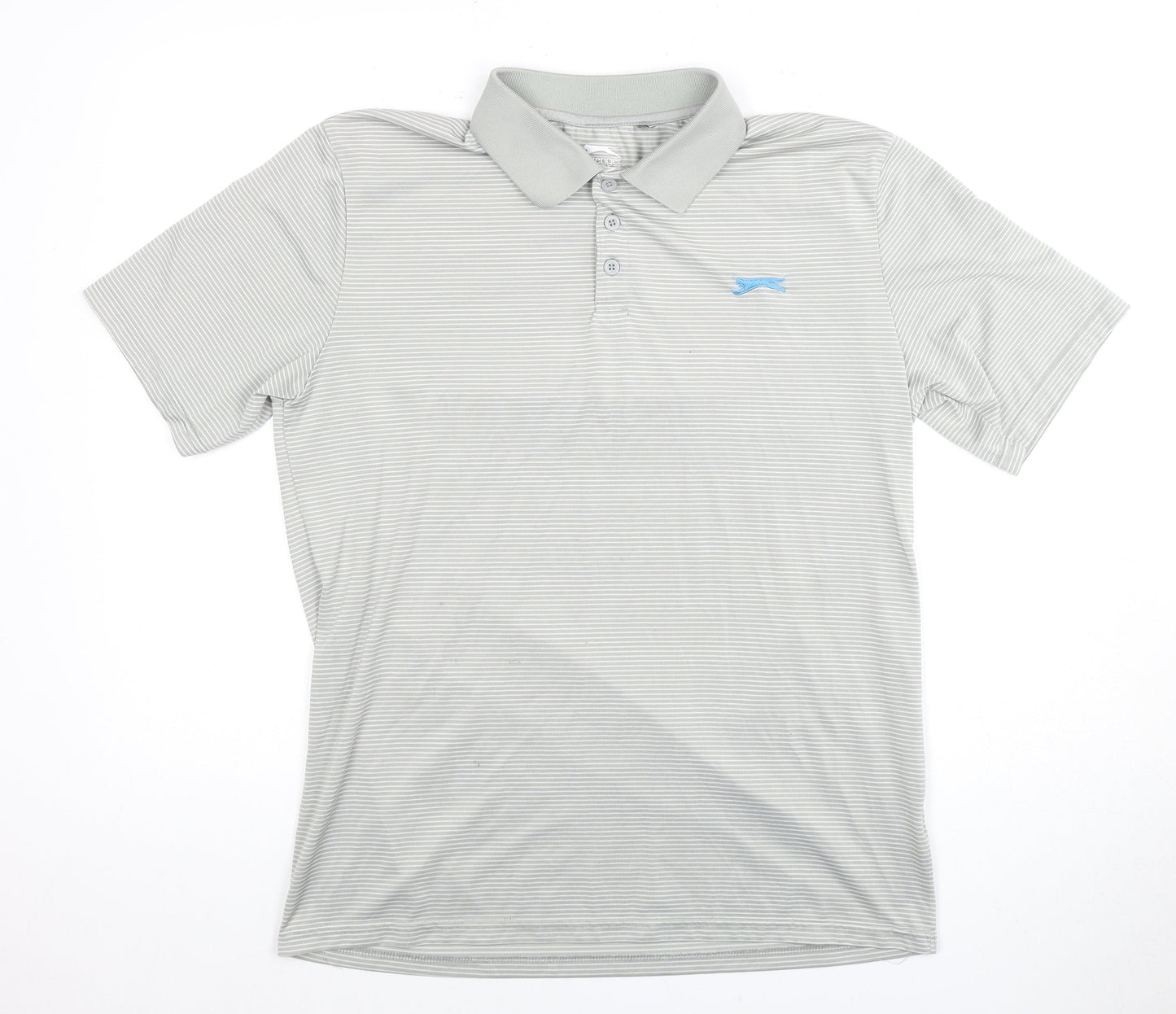 Slazenger Men's Grey Striped Polo Shirt M