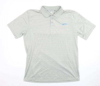 Slazenger Men's Grey Striped Polo Shirt M