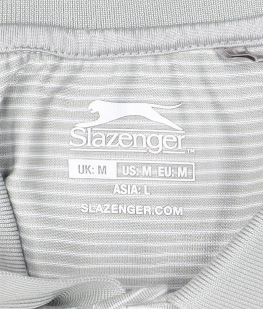 Slazenger Men's Grey Striped Polo Shirt M