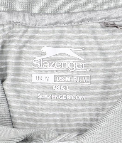 Slazenger Men's Grey Striped Polo Shirt M